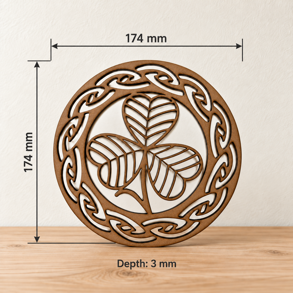Irish Shamrock Wooden Wall Art with Celtic Border