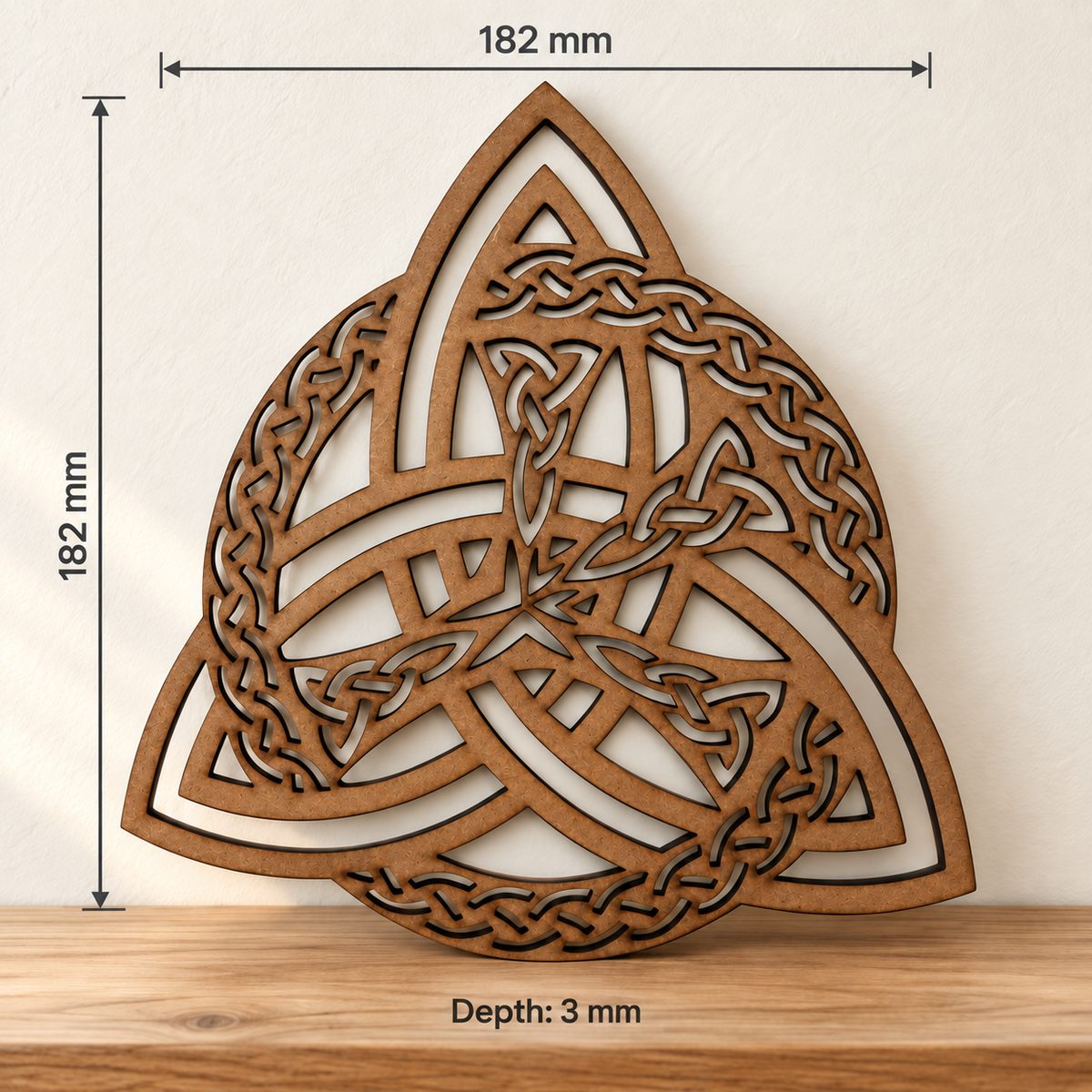 Celtic Trinity Knot (Triquetra) Wooden Wall Art Medium