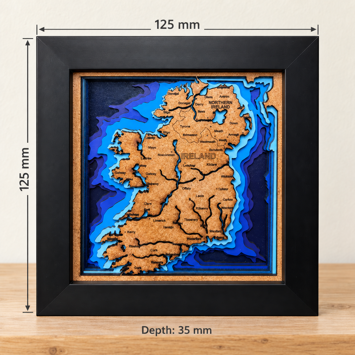 Ireland Map Shadow Box – Layered Wooden Wall Art - 4 x 4