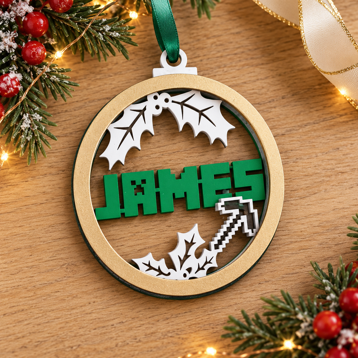 Personalised Minecraft-Inspired Christmas Bauble