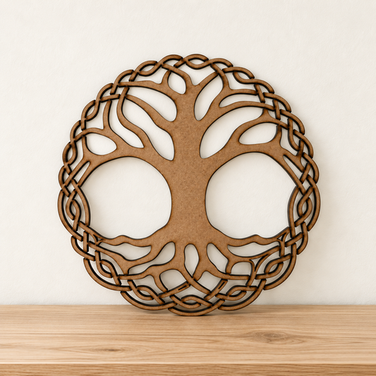 Celtic Tree of Life Wooden Wall Art with Knotwork Border