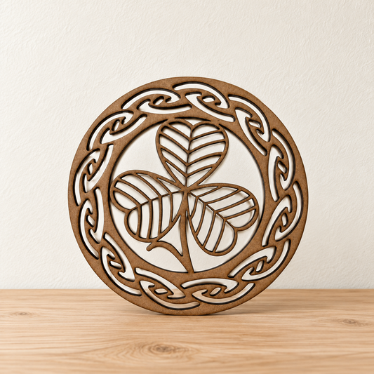 Irish Shamrock Wooden Wall Art with Celtic Border