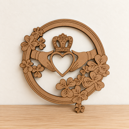 Claddagh & Shamrock Wreath Wooden Wall Art