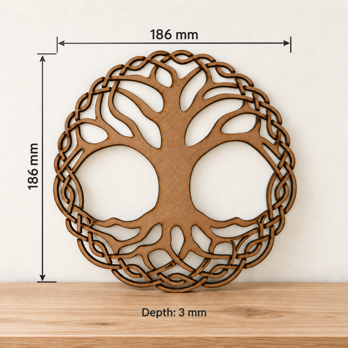 Celtic Tree of Life Wooden Wall Art with Knotwork Border
