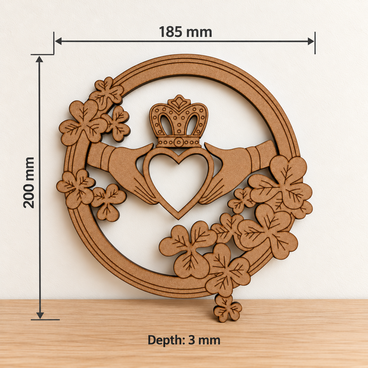 Claddagh & Shamrock Wreath Wooden Wall Art