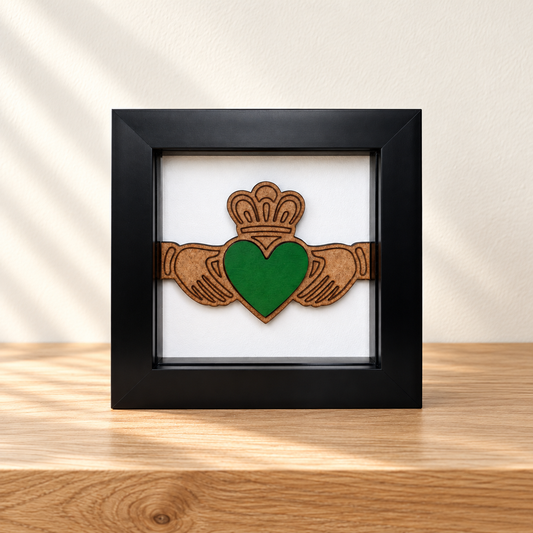 Claddagh Green Heart Shadow Box – 4 x 4