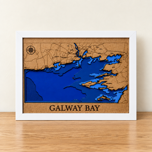 Galway Bay Map Shadow Box – Landscape Wooden Wall Art in Frame - 10 x 12