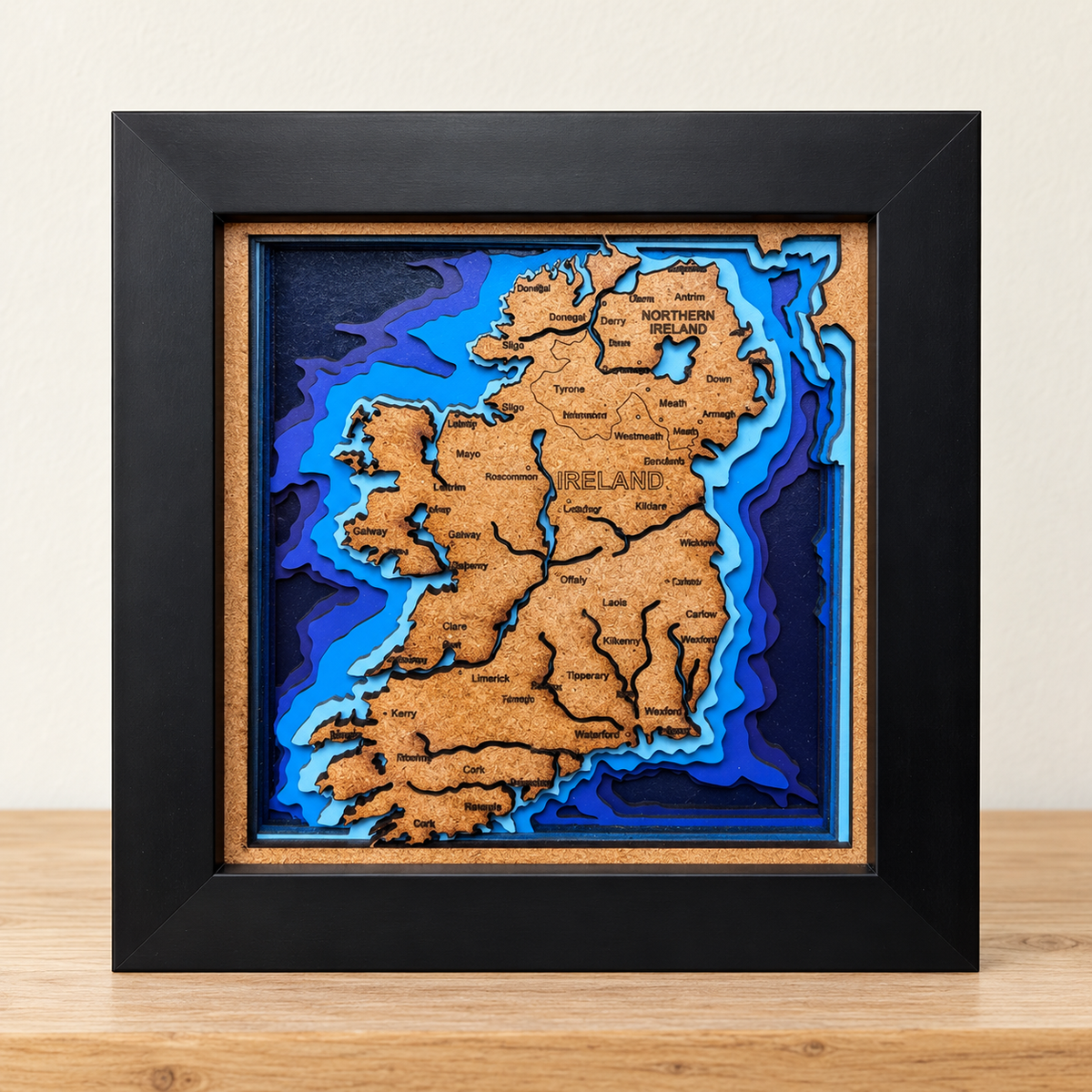 Ireland Map Shadow Box – Layered Wooden Wall Art - 4 x 4