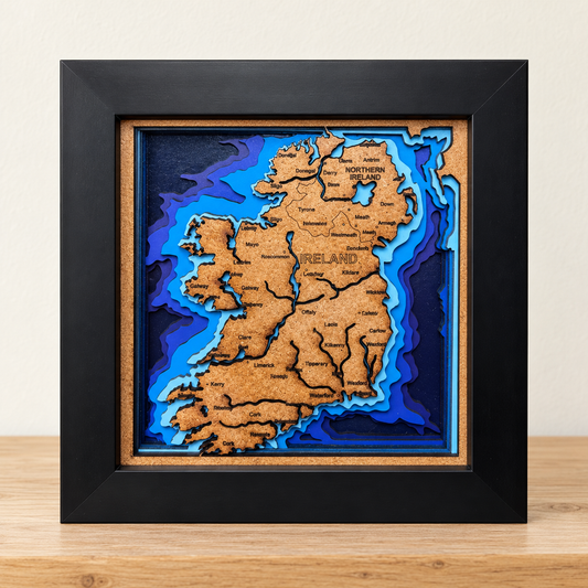 Ireland Map Shadow Box – Layered Wooden Wall Art - 4 x 4