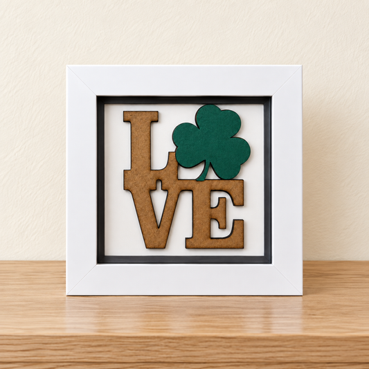 Irish Love & Shamrock Shadow Box - 4 x 4