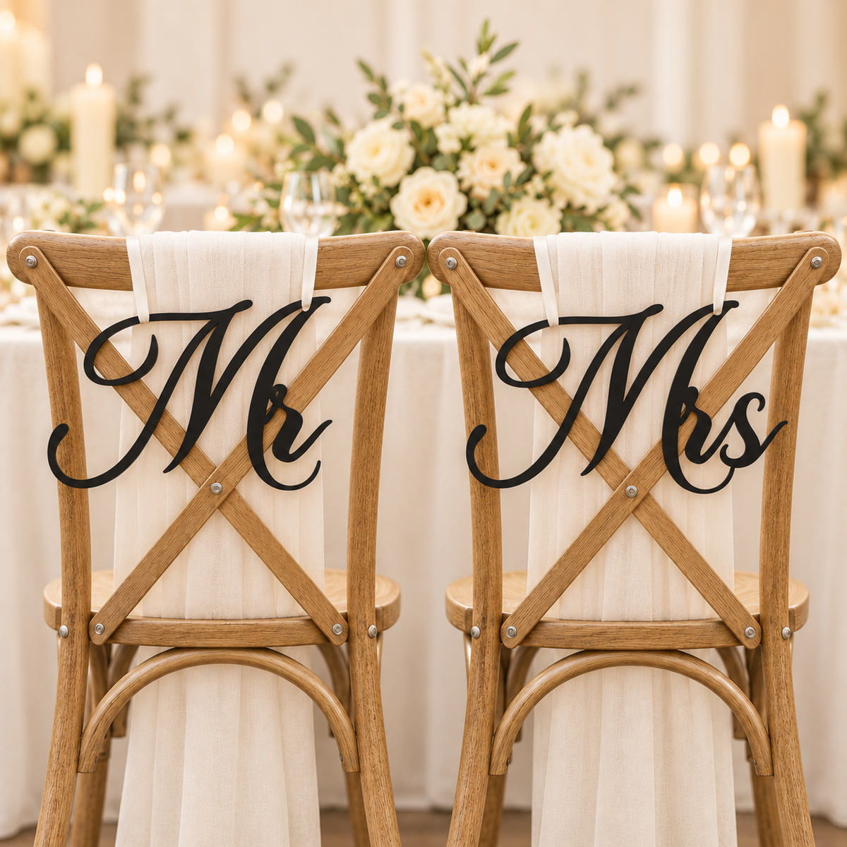 Madina Mr & Mrs Wedding Chair Signs