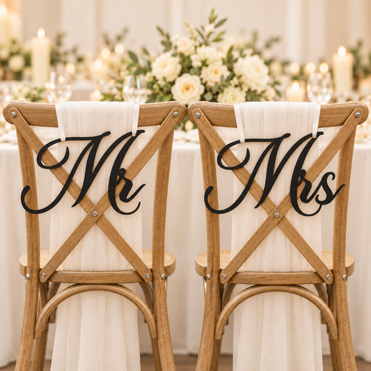 Madina Mr & Mrs Wedding Chair Signs