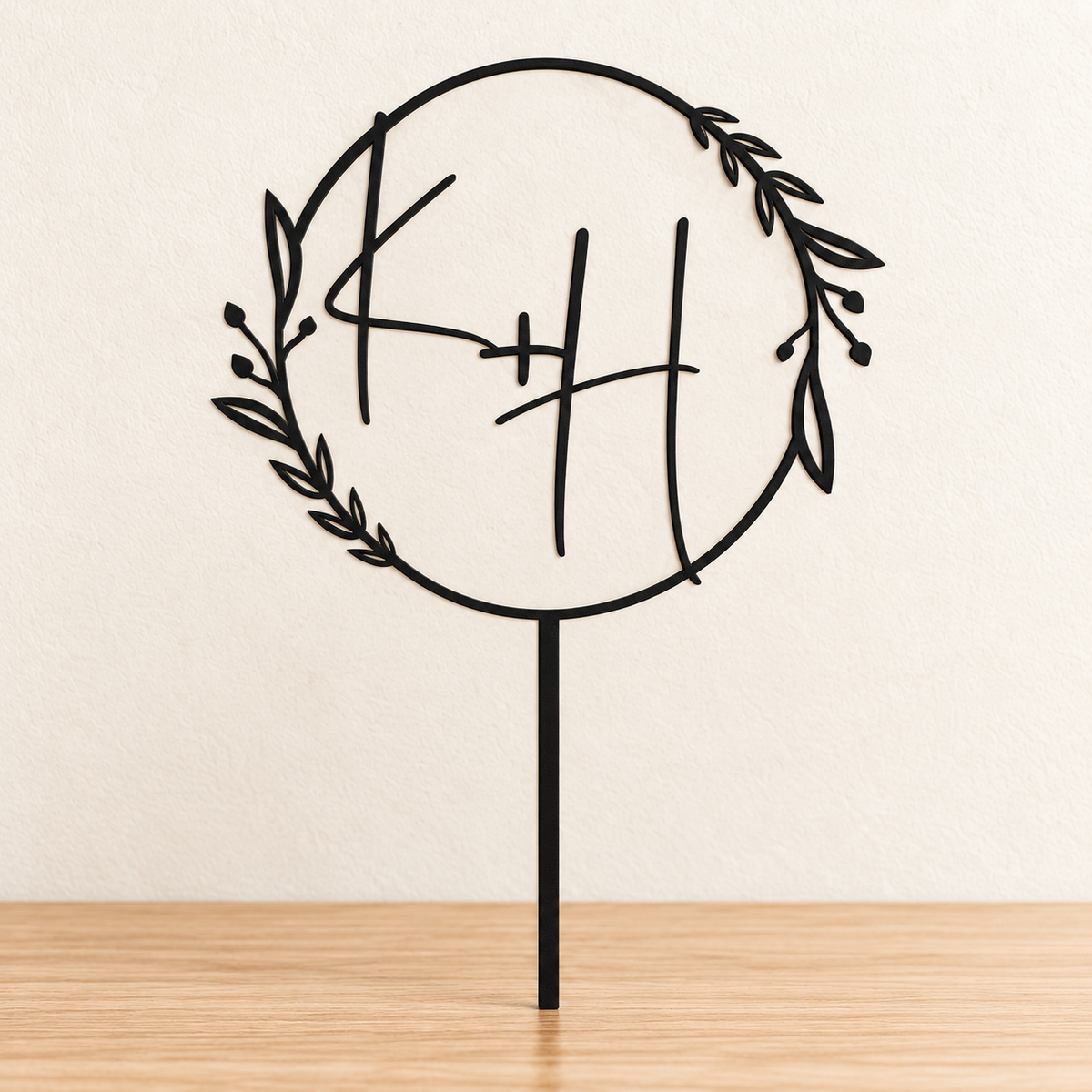 Personalised Botanical Initials Cake Topper