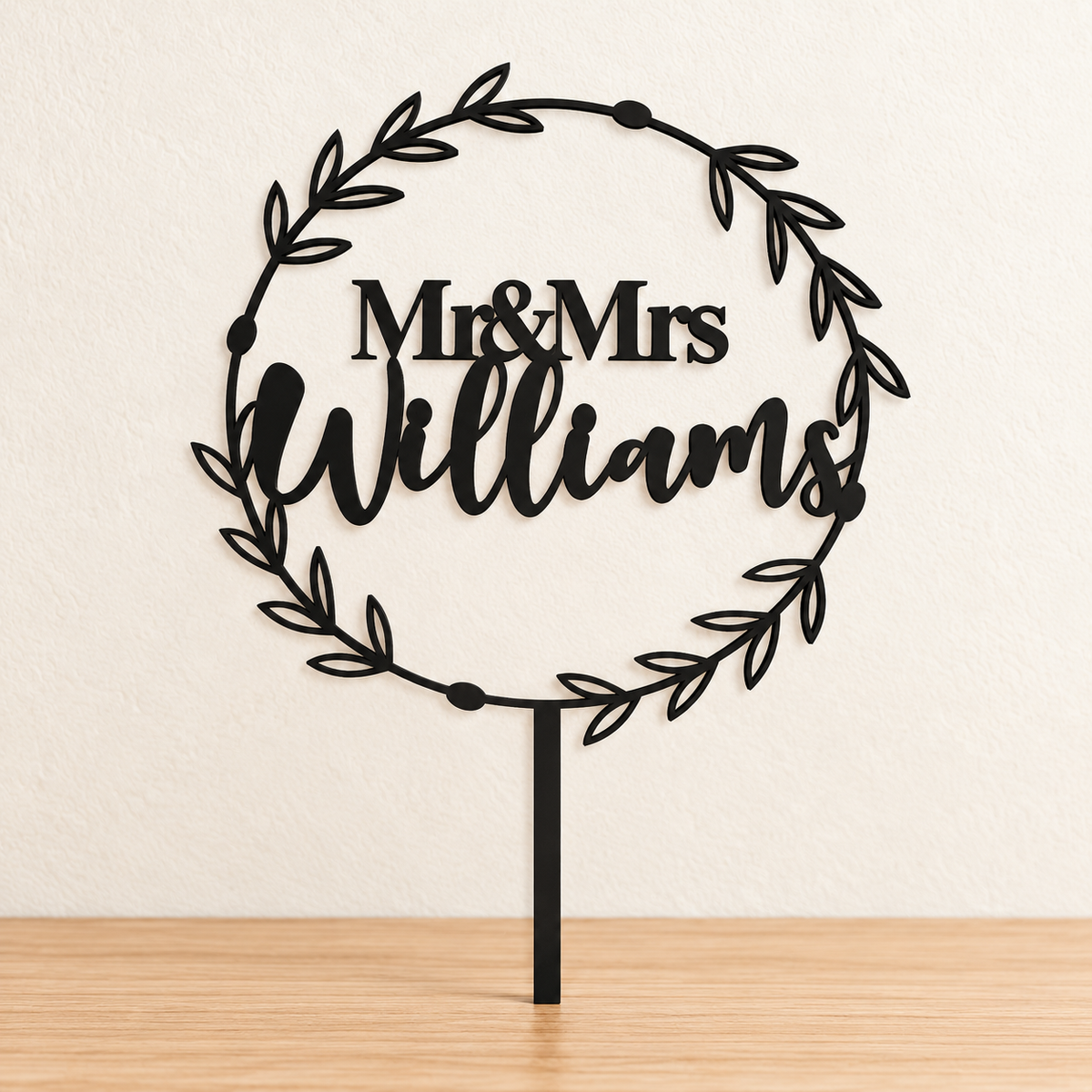 Personalised Classic Floral Wreath Cake Topper