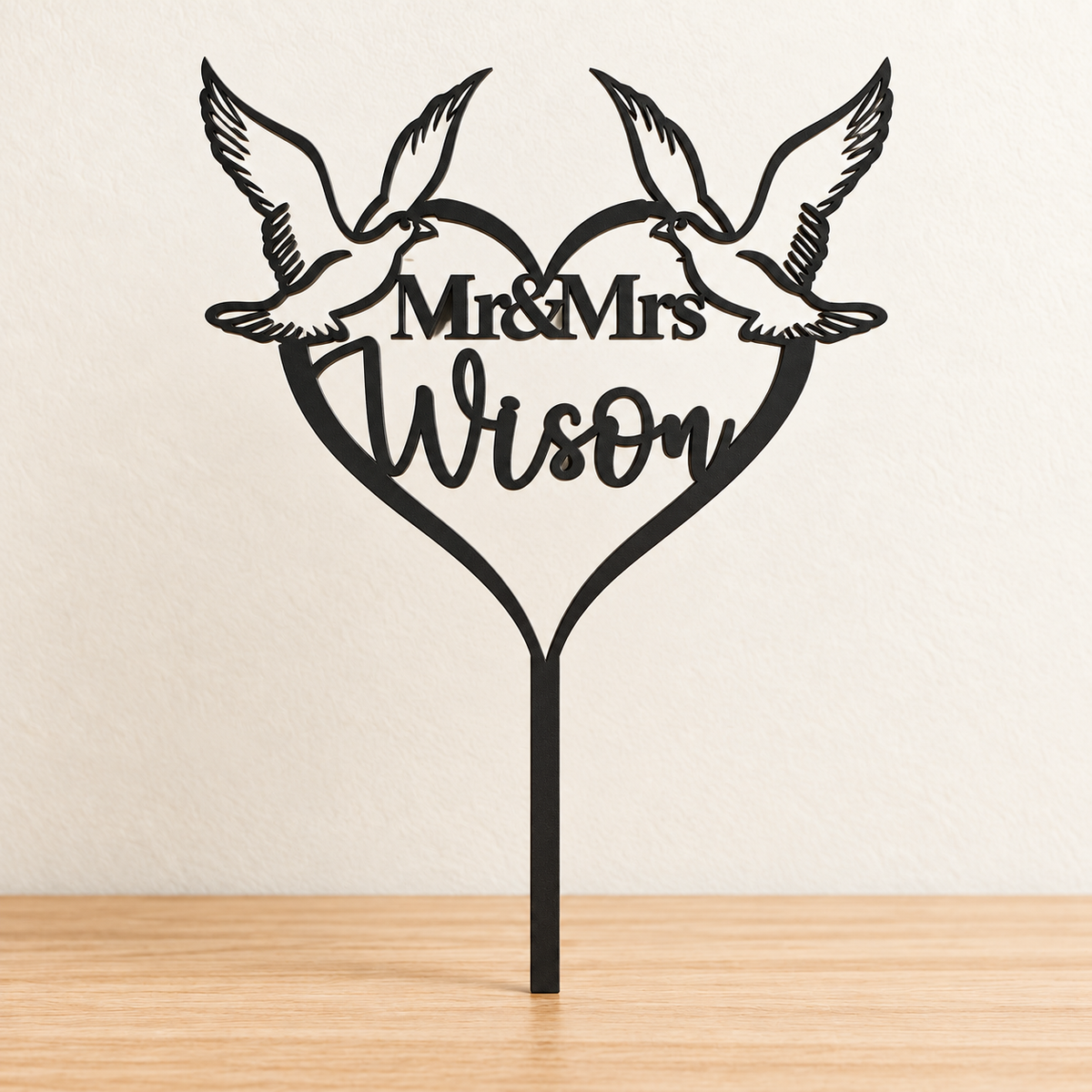 Personalised Doves & Heart Signature Cake Topper