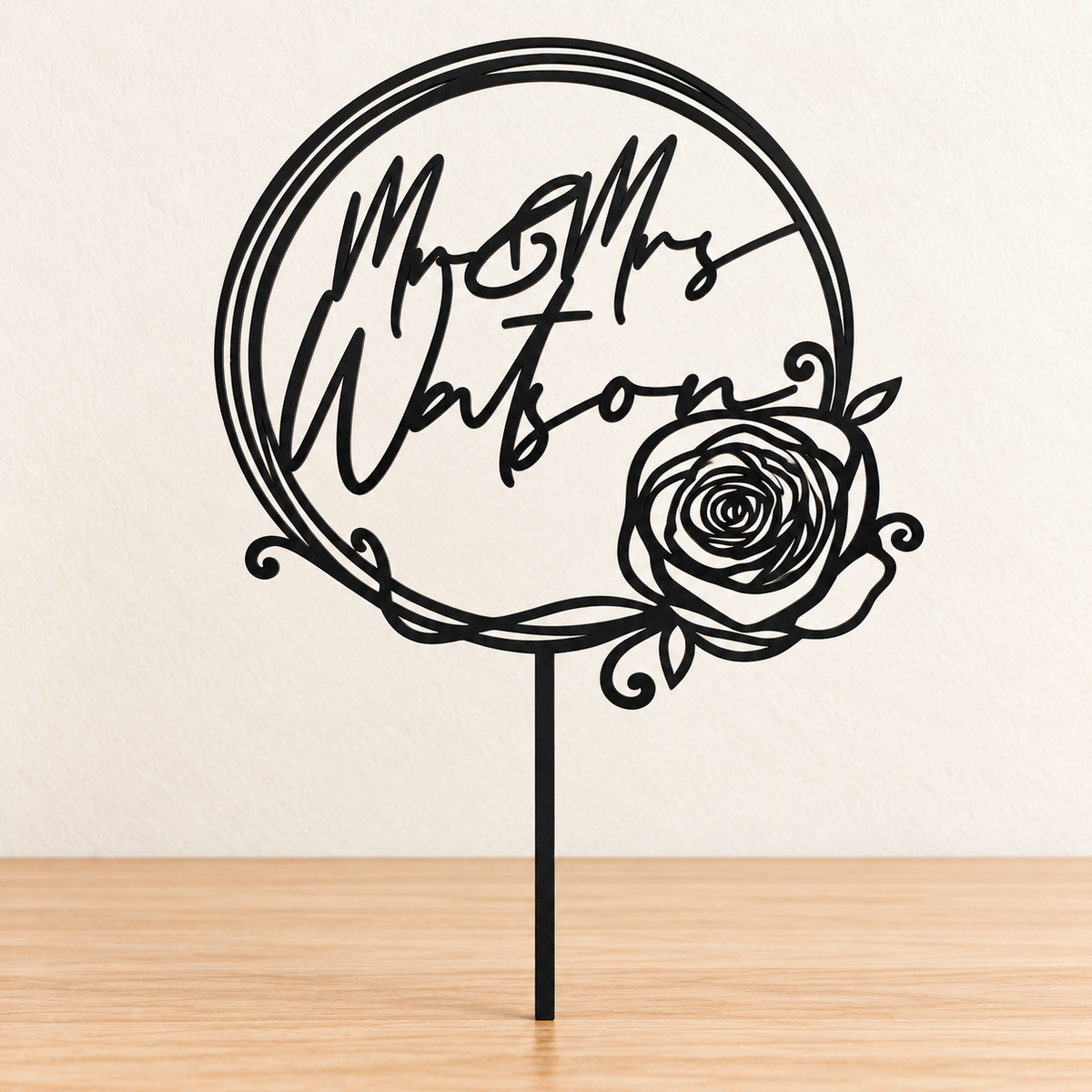 Personalised Floral Rose Wreath Cake Topper