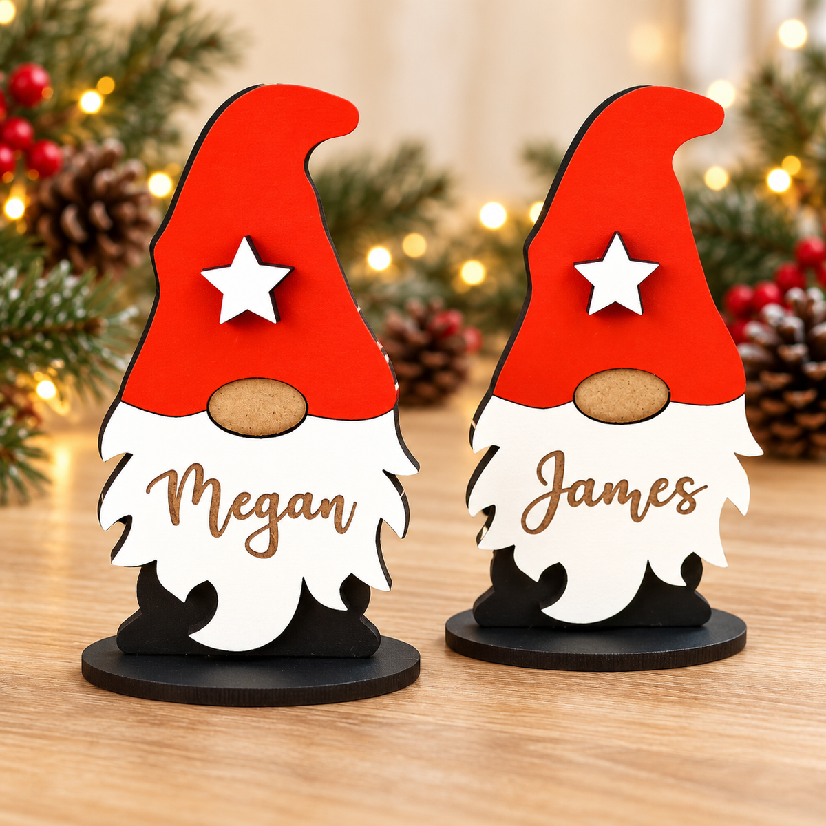Personalised Gnome Christmas Place Cards