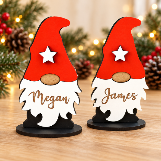 Personalised Gnome Christmas Place Cards