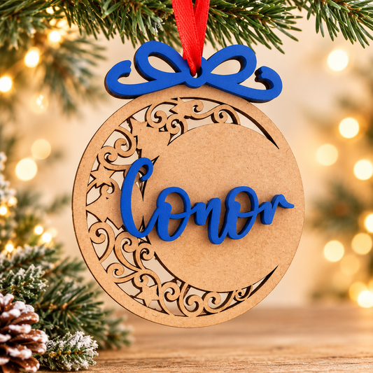 Personalised Half Moon Tree Christmas Bauble