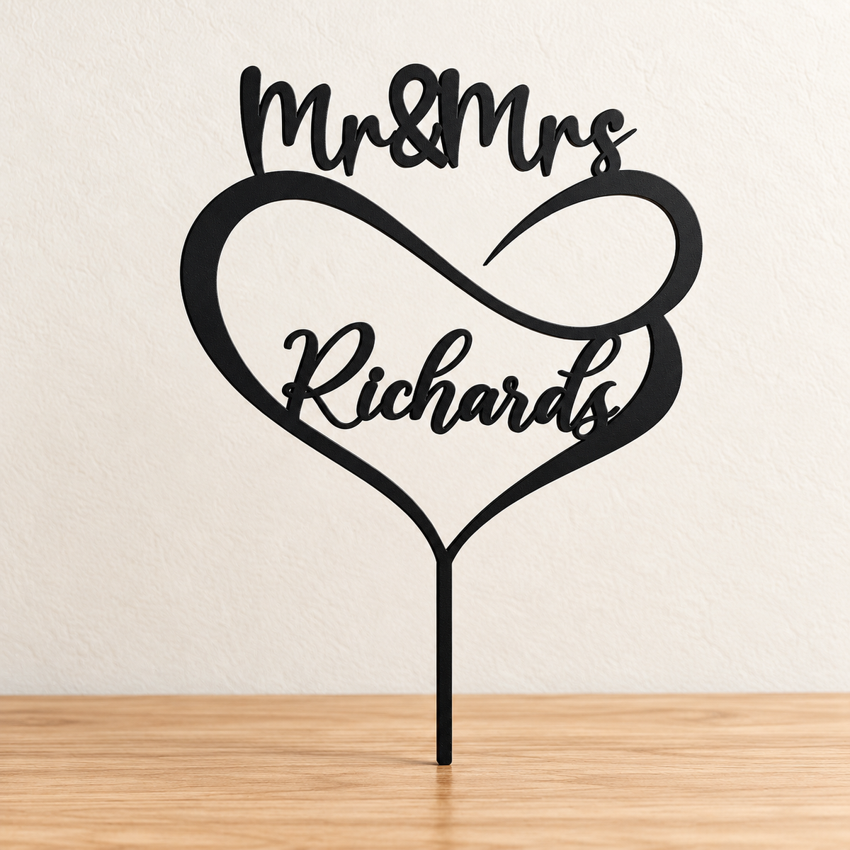 Personalised Infinity Heart Script Cake Topper