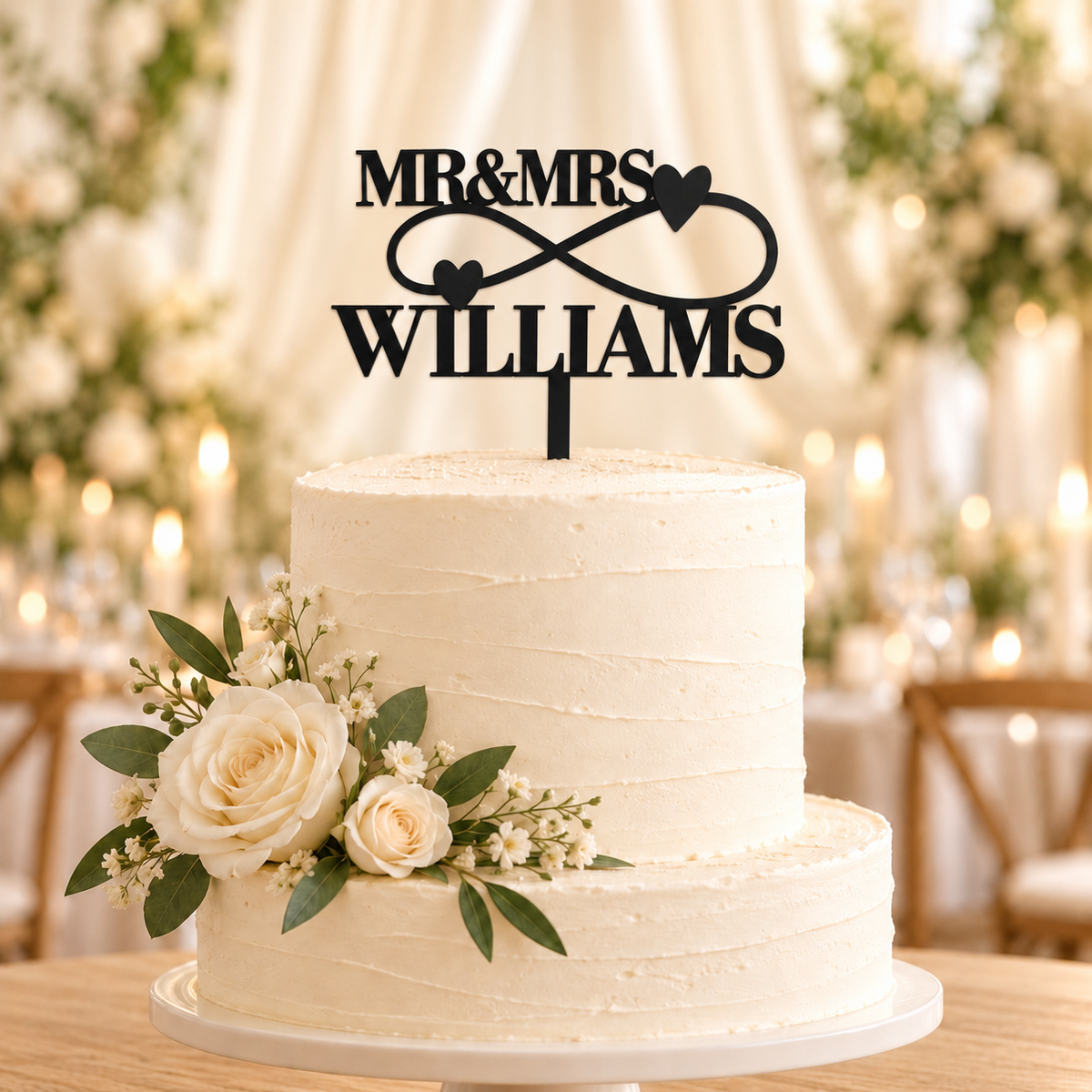 Personalised Infinity Hearts Cake Topper