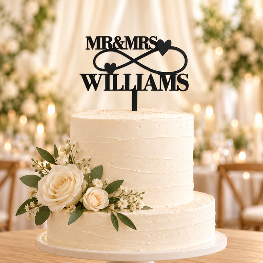 Personalised Infinity Hearts Cake Topper