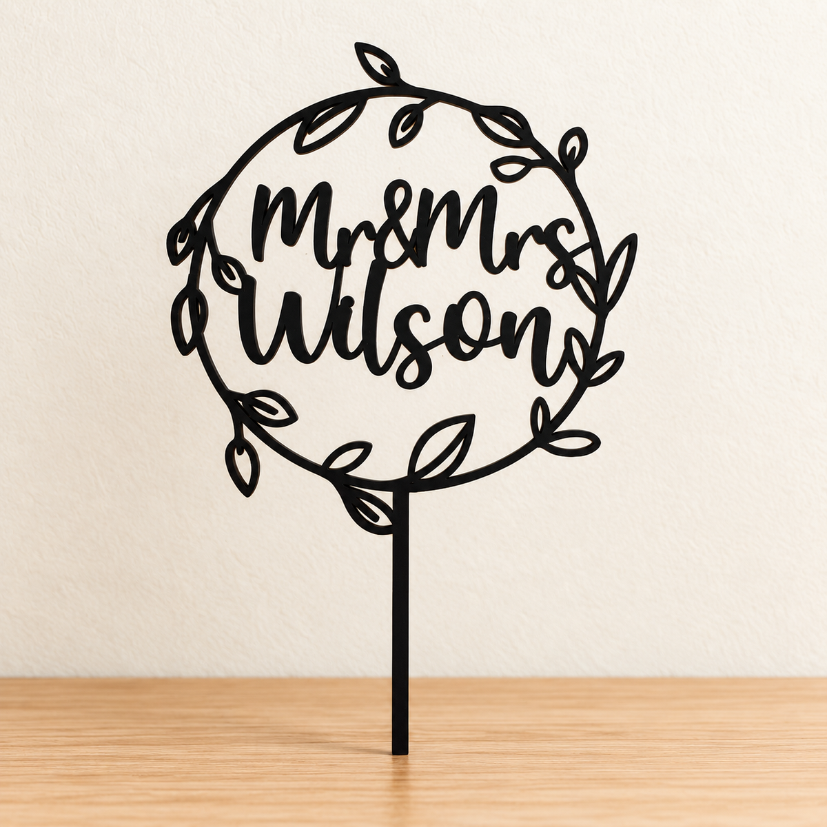 Personalised Leafy Wreath Cake Topper
