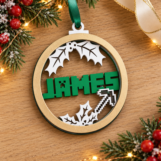 Personalised Minecraft-Inspired Christmas Bauble