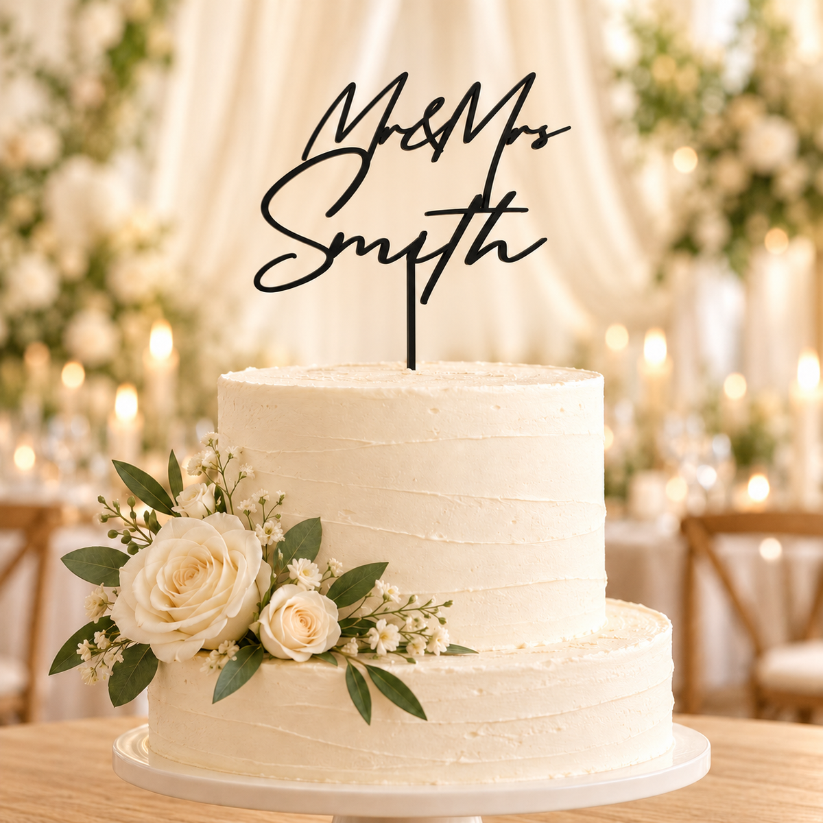 Personalised Mr & Mrs Retro Signature Cake Topper