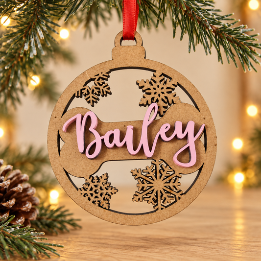 Personalised Pet Bone Christmas Bauble