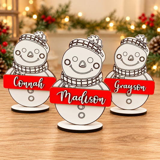 Personalised Snowman Christmas Place Cards