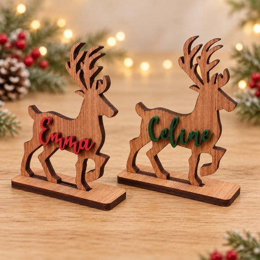 Personalised Woodland Reindeer Christmas Place Cards